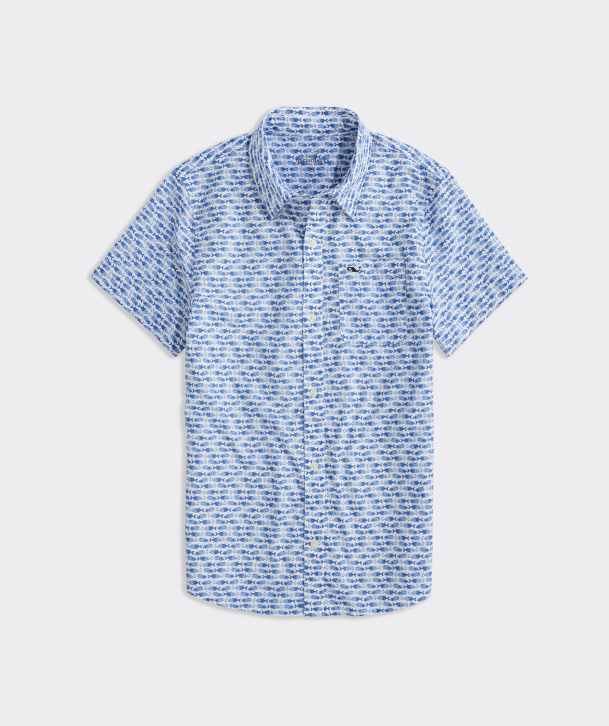 Boys' Printed Cotton Short-Sleeve Shirt