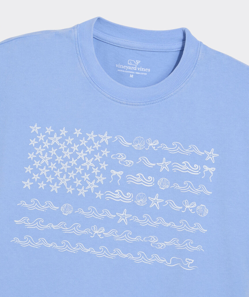 Girls' Beach Icon US Flag Boxy Tee