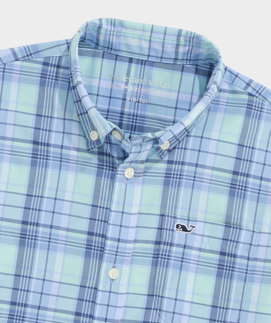 Boys' Conch Shell Plaid Featherweight Short-Sleeve Shirt