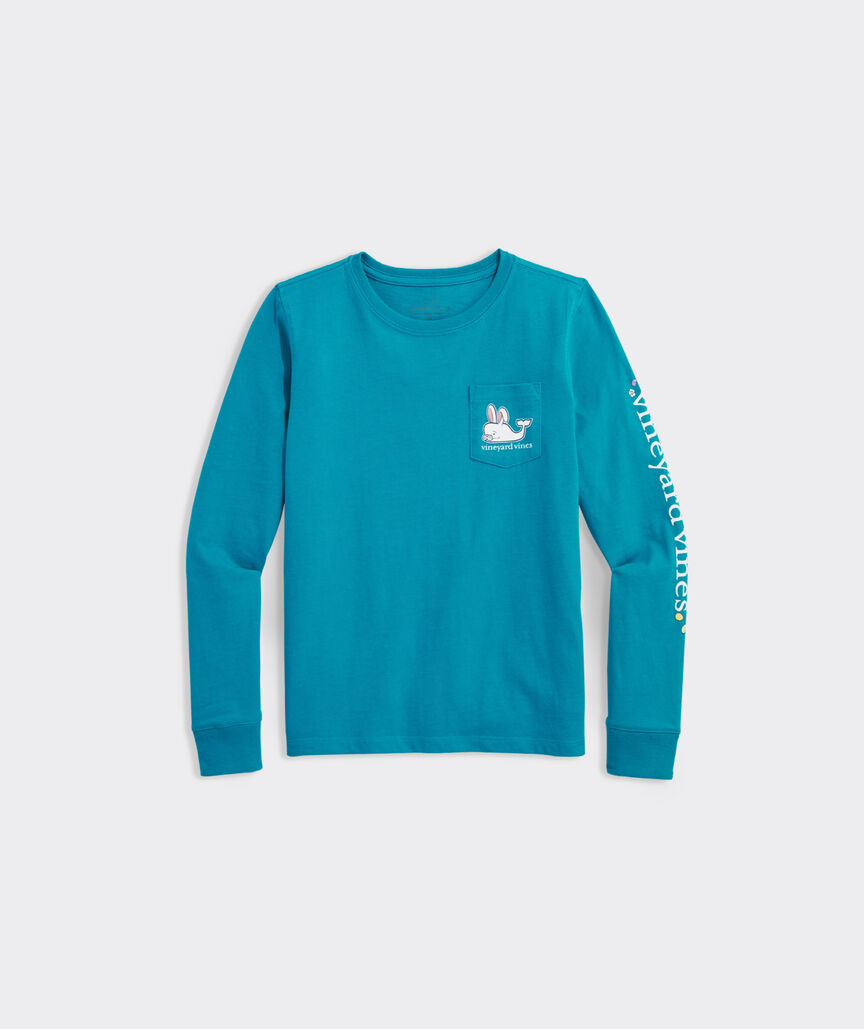 Girls' Easter Icon Whale Outline Long-Sleeve Pocket Tee