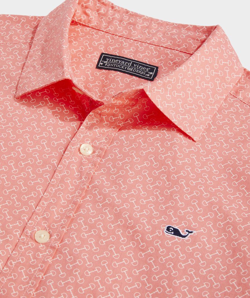 Kentucky Derby Cotton Short-Sleeve Horse Bit Shirt