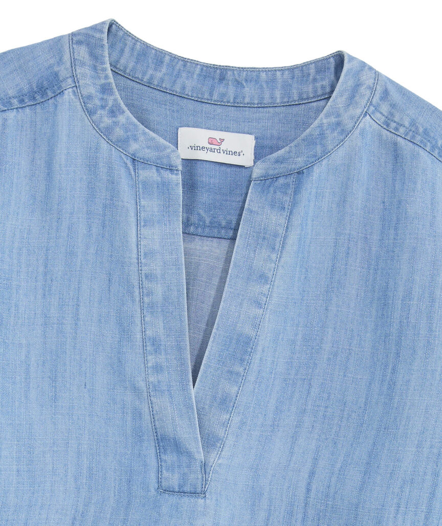 OUTLET Chambray Popover Top