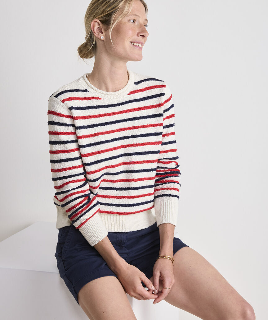 Cotton Stripe Crewneck Sweater