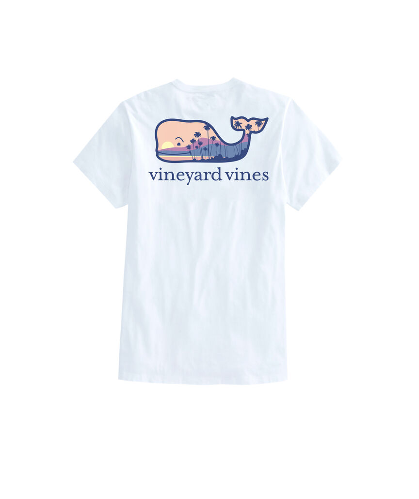 OUTLET Palm Tree Scenic Whale Short-Sleeve Pocket Tee