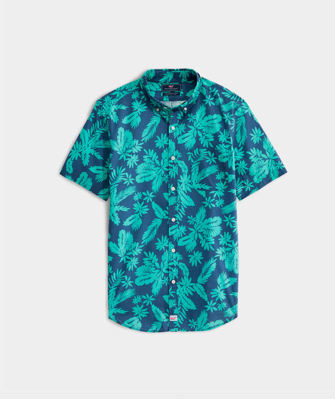 Slim Fit Tropical Leaves Murray Short-Sleeve Button-Down Shirt
