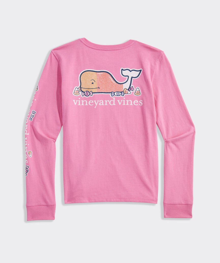 Girls' Glitter Candy Corn Whale Long-Sleeve Pocket Tee