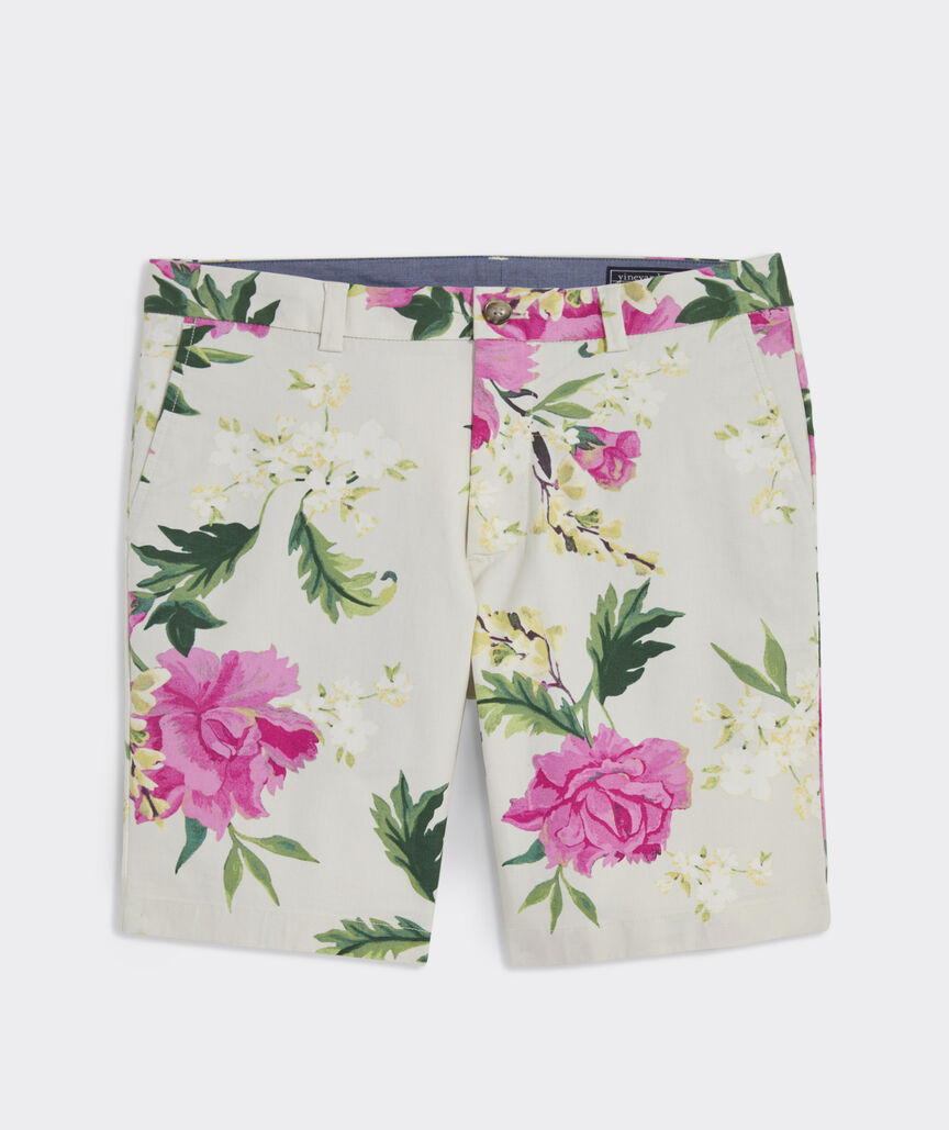 Kentucky Derby 9 Inch Cotton-Linen Floral Breaker Shorts