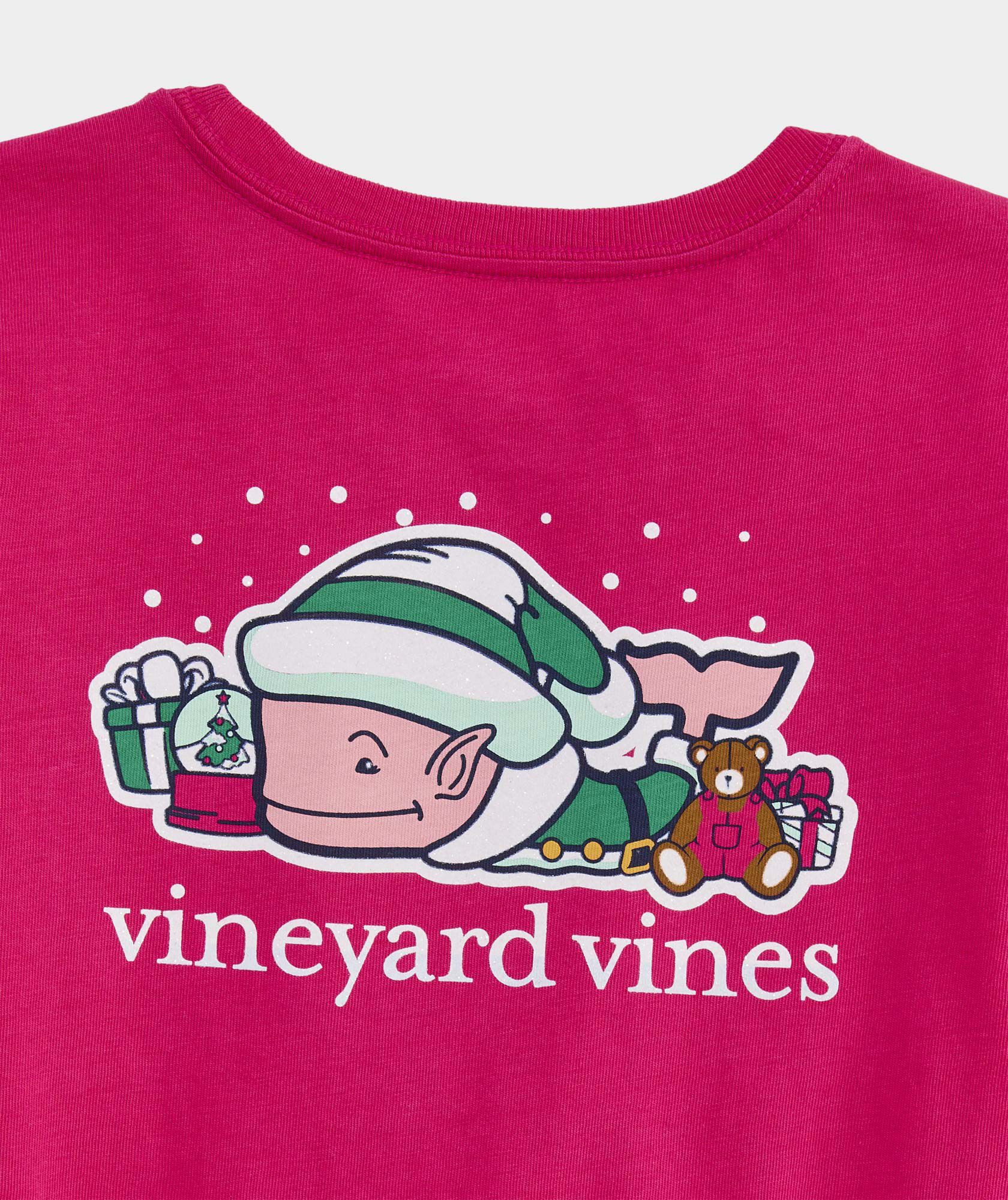 Girls' Elf Glitter Whale Long-Sleeve Pocket Tee