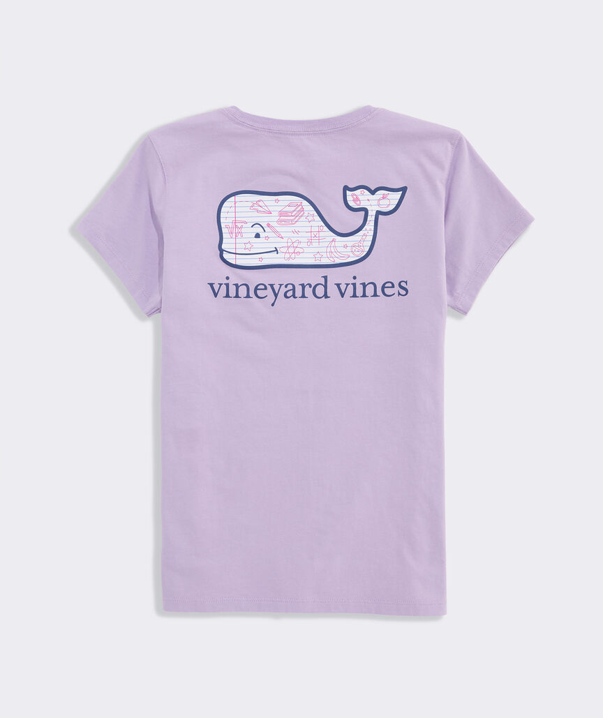 Girls' Back To School Doodle Whale Short-Sleeve Pocket Tee