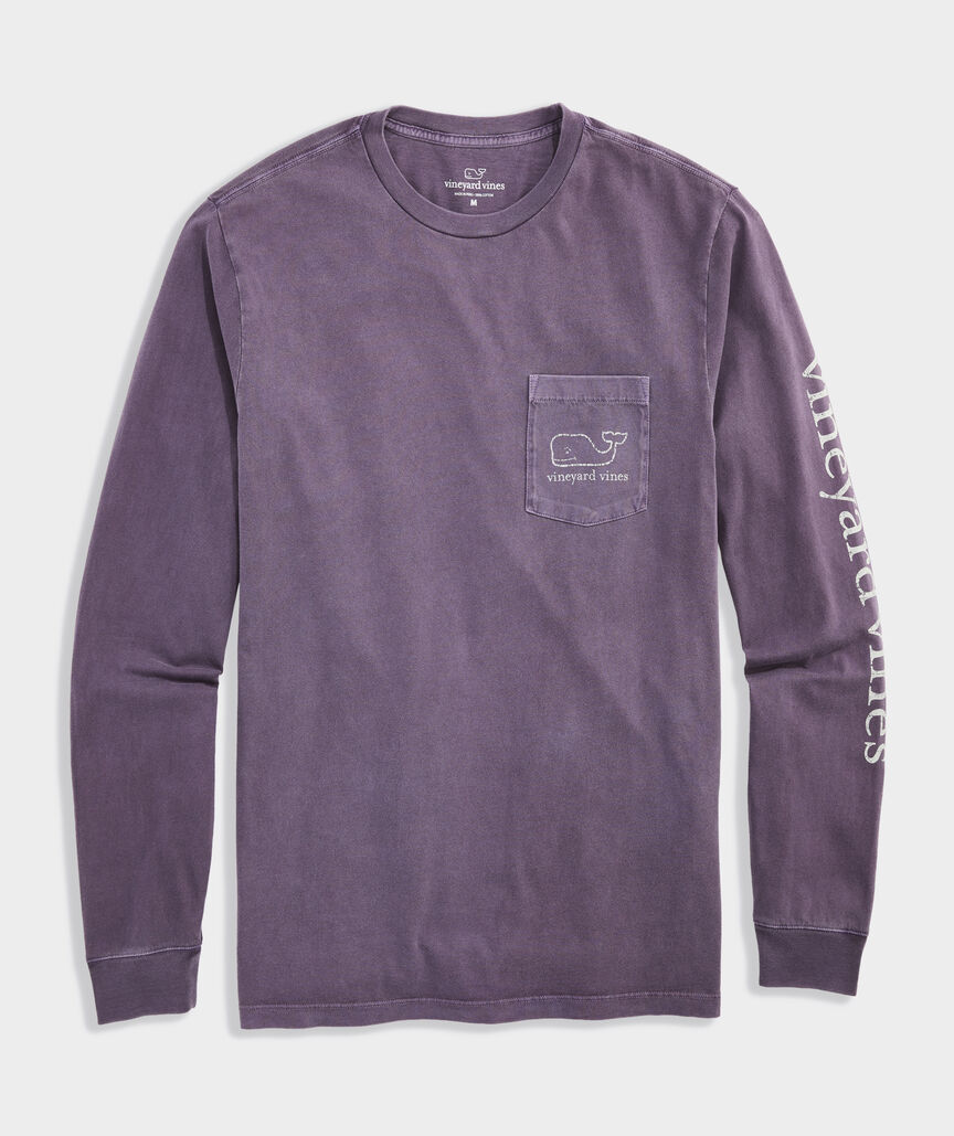 Garment-Dyed Vintage Whale Long-Sleeve Pocket Tee
