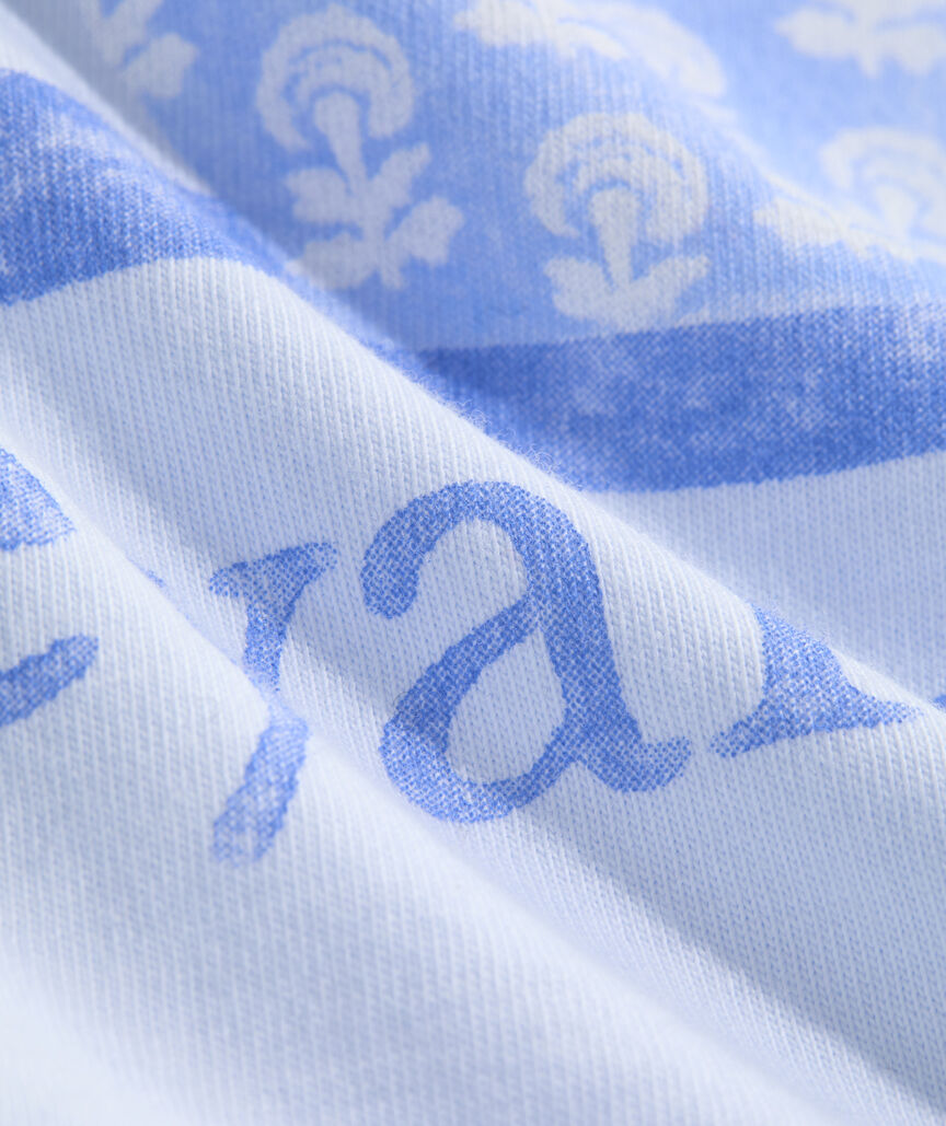 Watercolor Hydrangea & Flags Short-Sleeve Pocket Tee