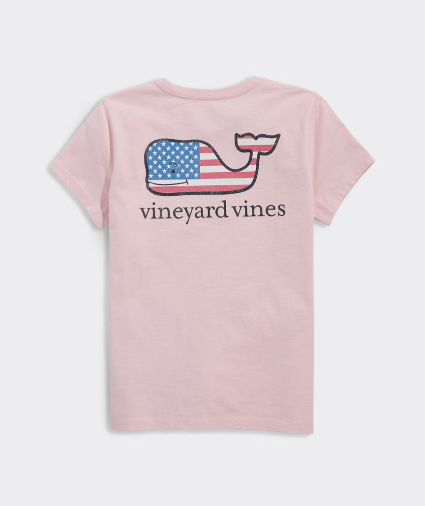 Girls' Flag Whale Short-Sleeve Pocket Tee