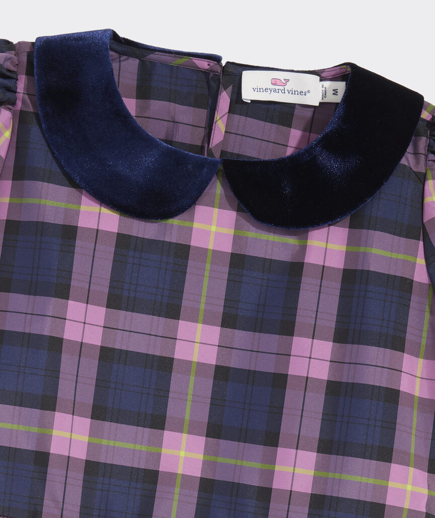 Girls' Collared Taffeta Dress