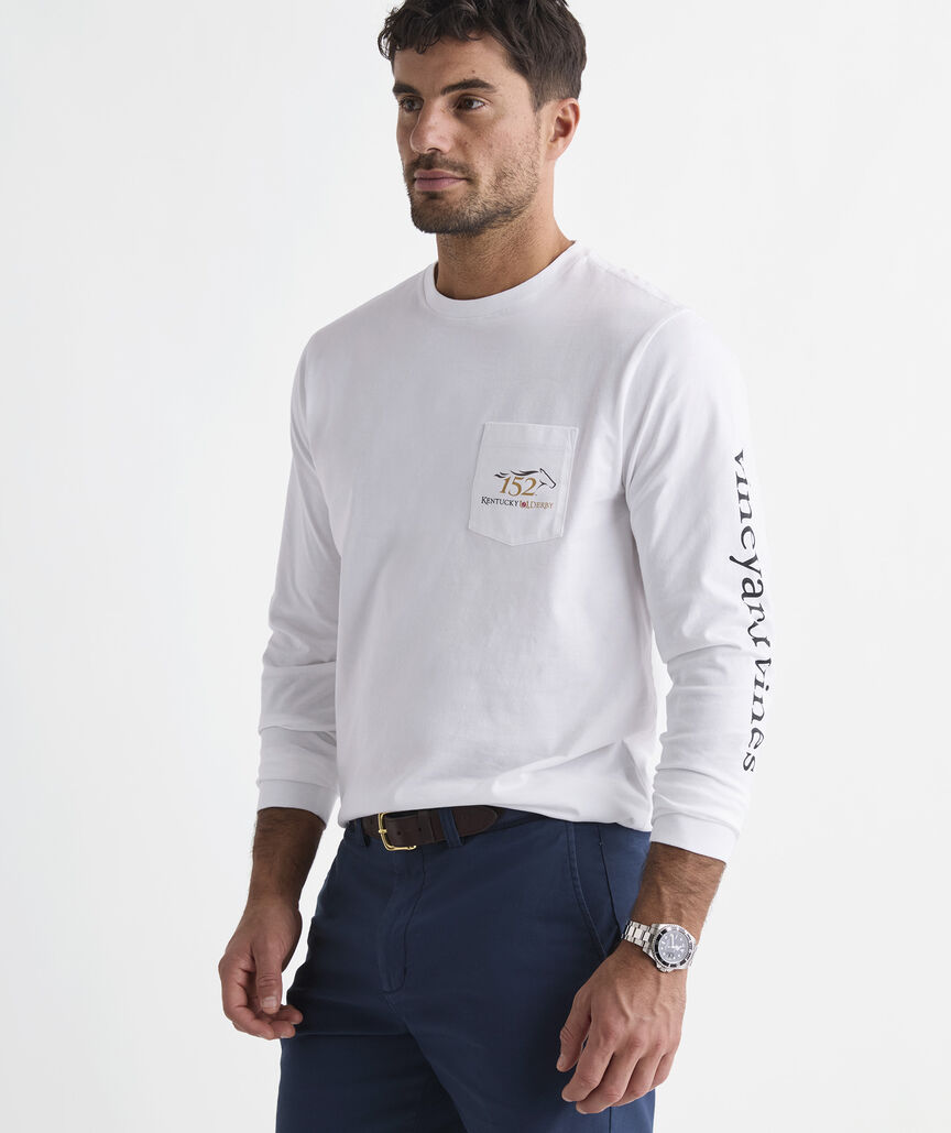Kentucky Derby Run For The Roses Long-Sleeve Pocket Tee