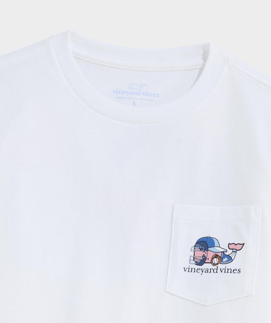 Boys' Baseball Catcher Whale Short-Sleeve Pocket Tee