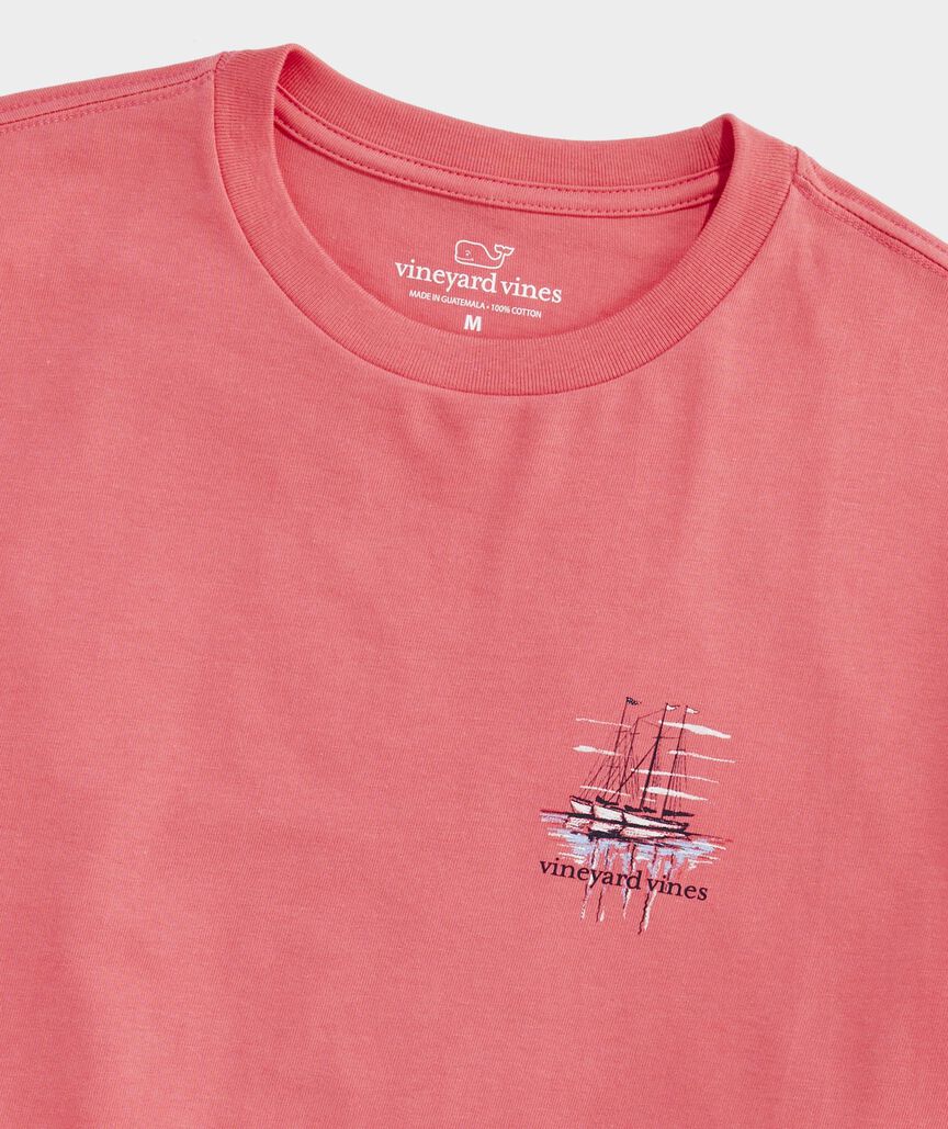 OUTLET USA Painted Sailboat Reflection Short-Sleeve Tee