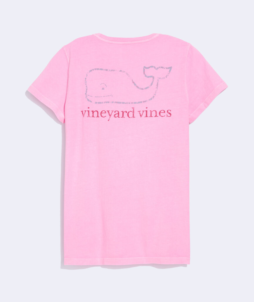 Women's Garment-Dyed Two-Toned Vintage Whale Short-Sleeve Pocket Tee