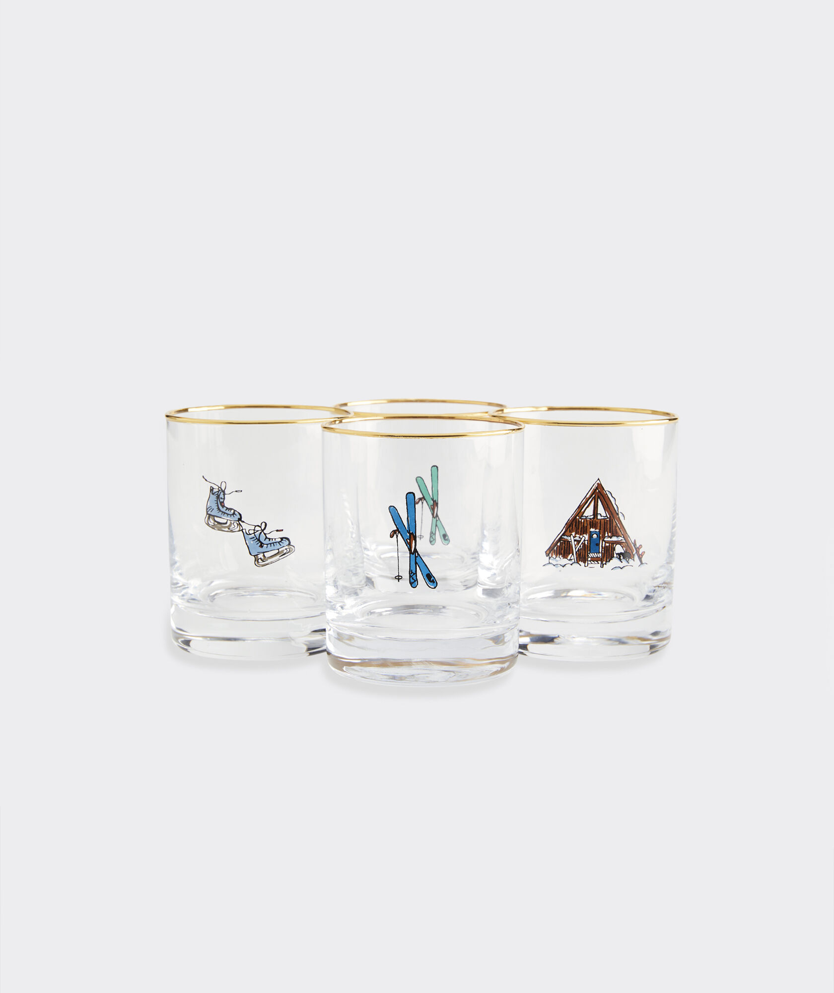 Painted Icon Gold Rim Glass Set