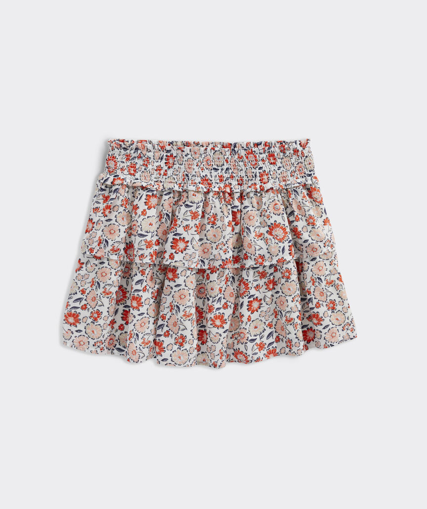 Girls' Printed Smocked-Waist Skirt
