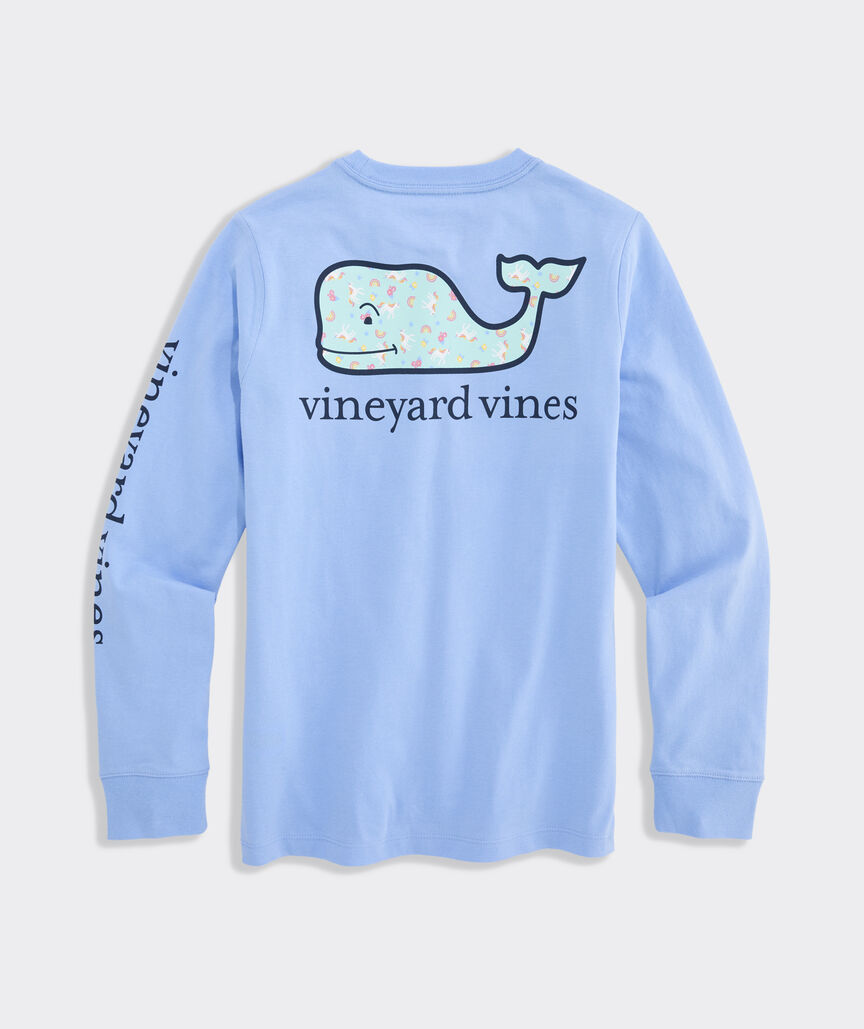 OUTLET Girls' Unicorn & Rainbows Whale Long-Sleeve Pocket Tee