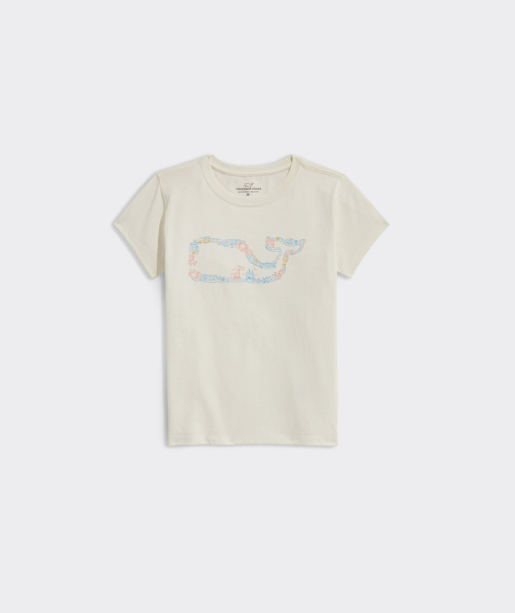 Girls' Sea Icons Whale Outline Short-Sleeve Tee