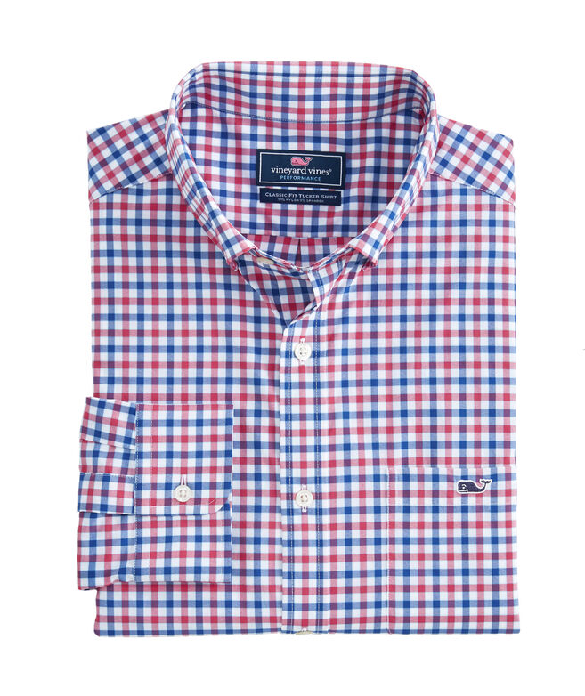 Shop Classic Fit Bermuda Check On-The-Go Performance Tucker Shirt at ...