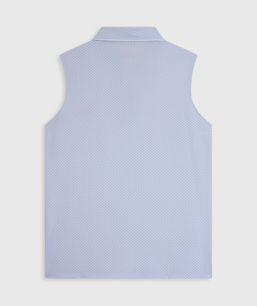 OUTLET Piped Printed Sleeveless Performance Popover Polo