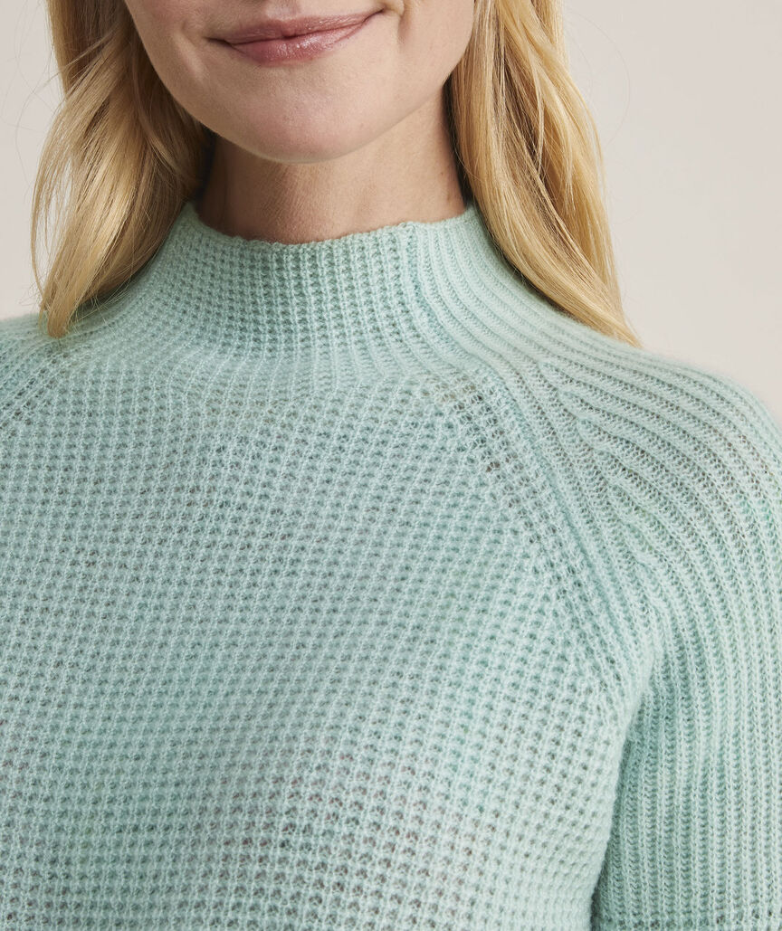Seaspun Cashmere Waffle-Knit Mockneck Sweater