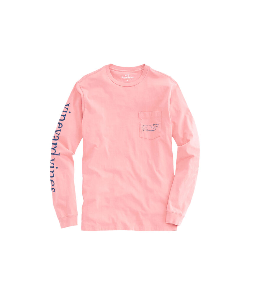 Outlet Long-Seeve Vintage Whale Graphic T-Shirt
