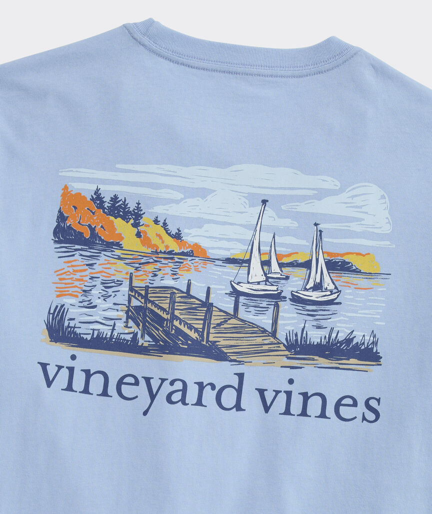Autumn Sailing Scene Short-Sleeve Pocket Tee