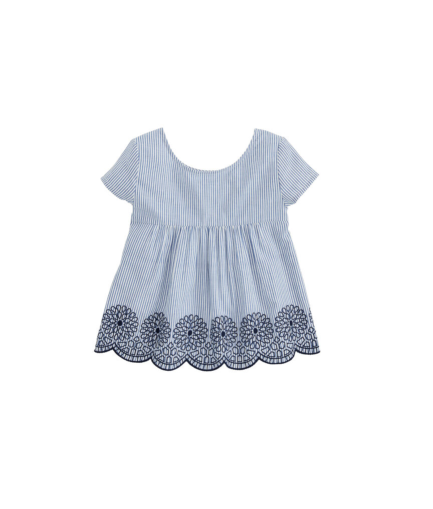 Girls' Stripe Embroidered Top
