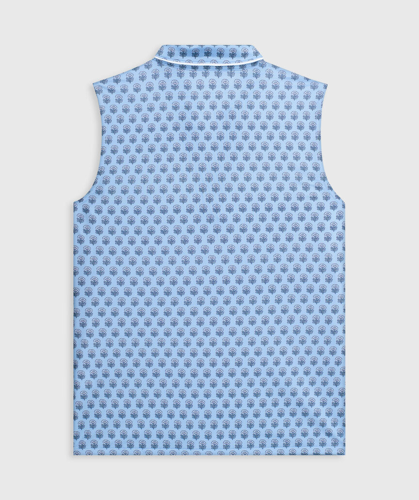OUTLET Piped Printed Sleeveless Performance Popover Polo