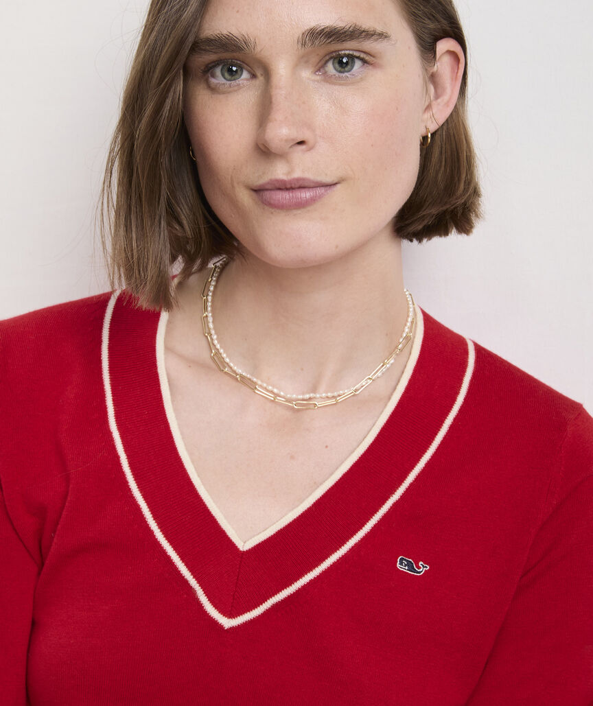 Cotton Cashmere Heritage V-Neck Sweater