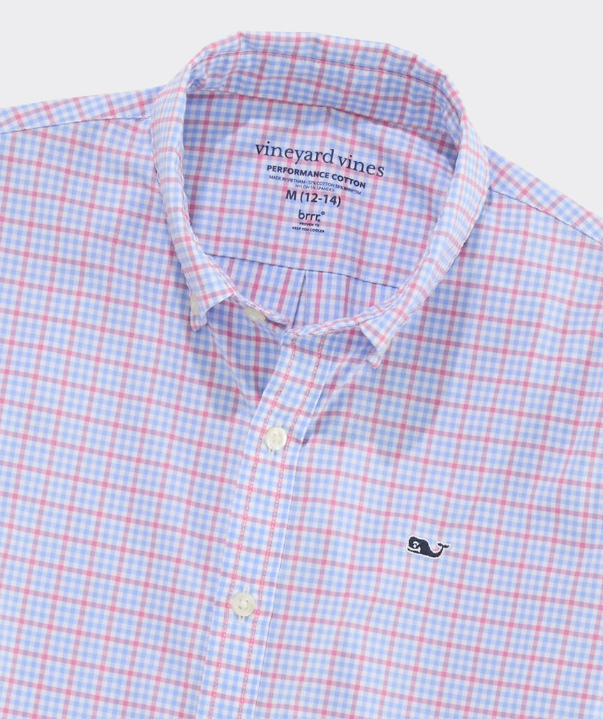 Boys' Catamaran Check Performance Cotton Shirt