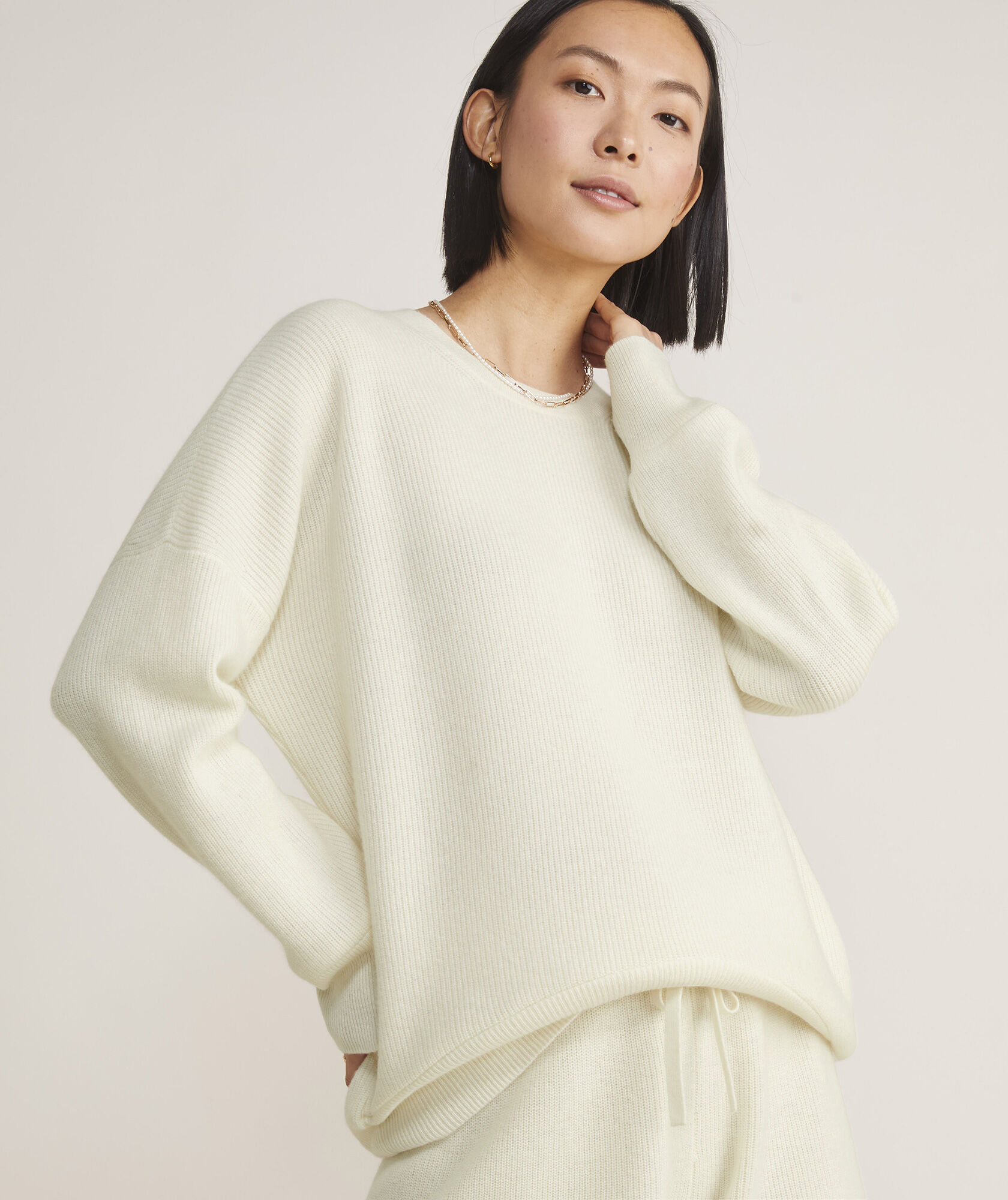 Oversized Ribbed Luxe Crewneck Sweater