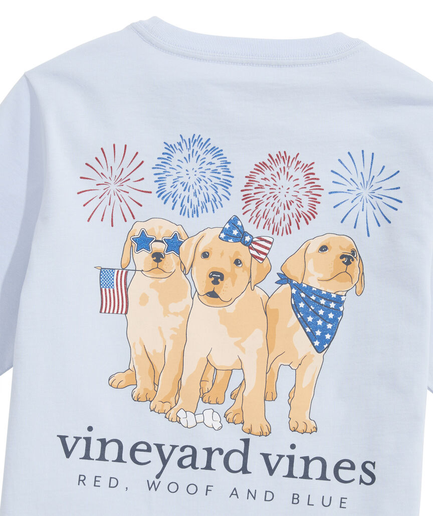 OUTLET Girls' Fourth of July Puppies Short-Sleeve Pocket Tee