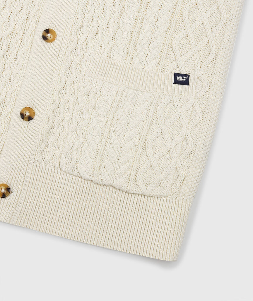 OUTLET Cable-Knit Shawl Collar Cardigan