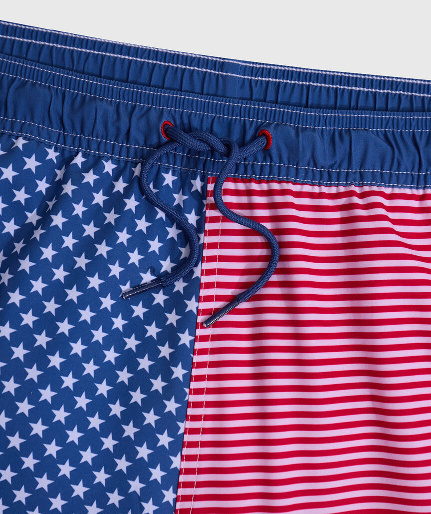OUTLET 7 Inch Stars & Stripes Chappy Swim Trunks