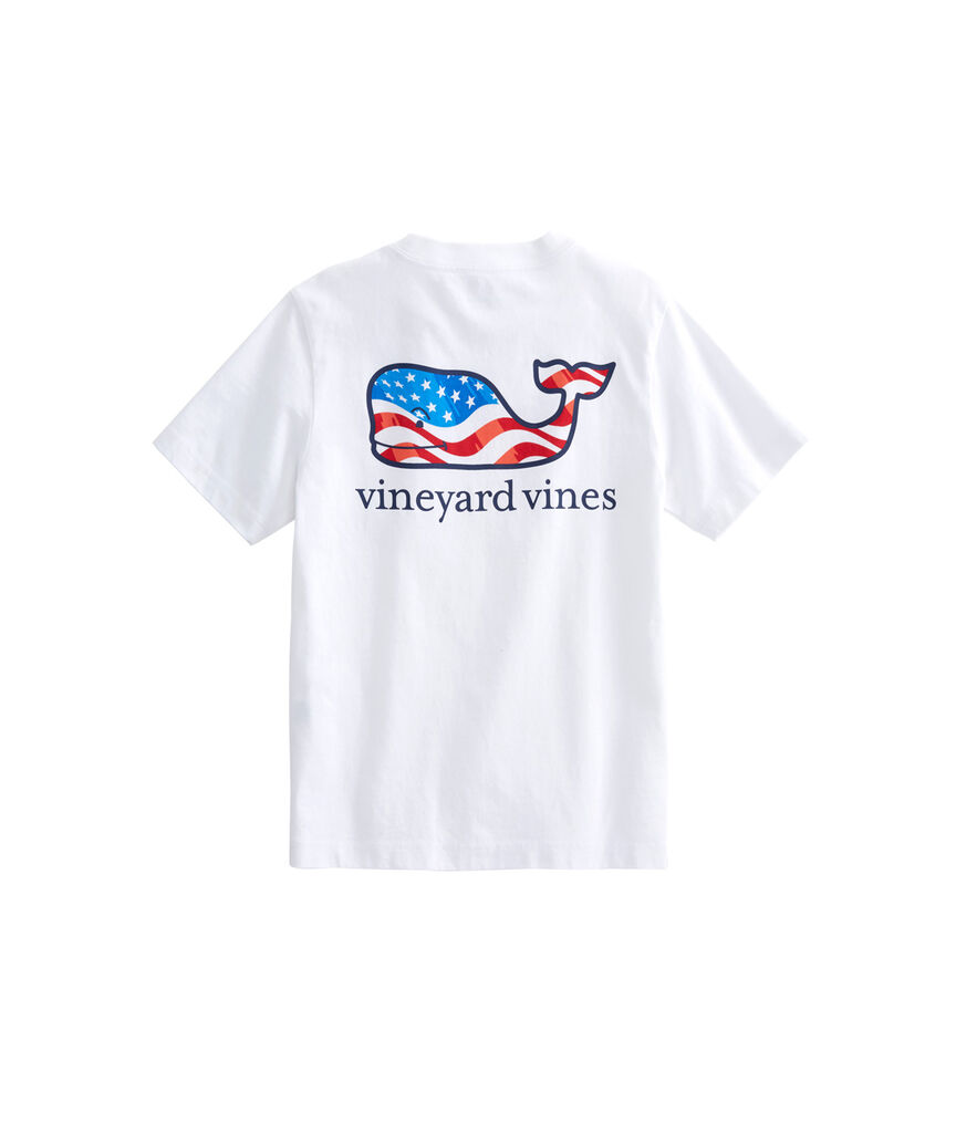 Boys Waving Flag Whale Fill Pocket T-Shirt