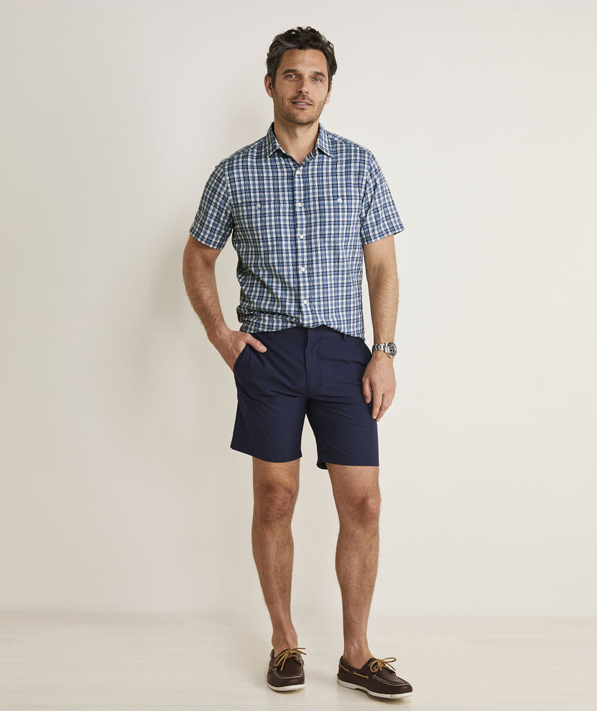 On-The-Go Short-Sleeve Seersucker Shirt