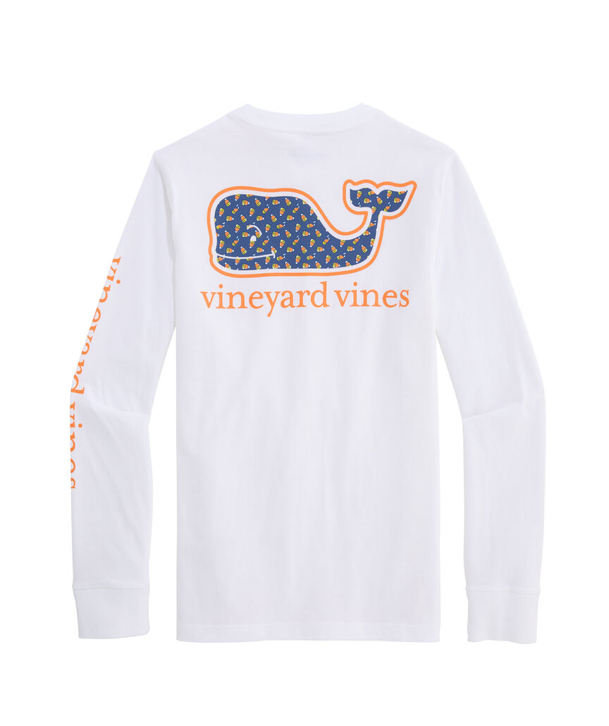OUTLET Girls' Glitter Candy Corn Whale Long-Sleeve Pocket Tee
