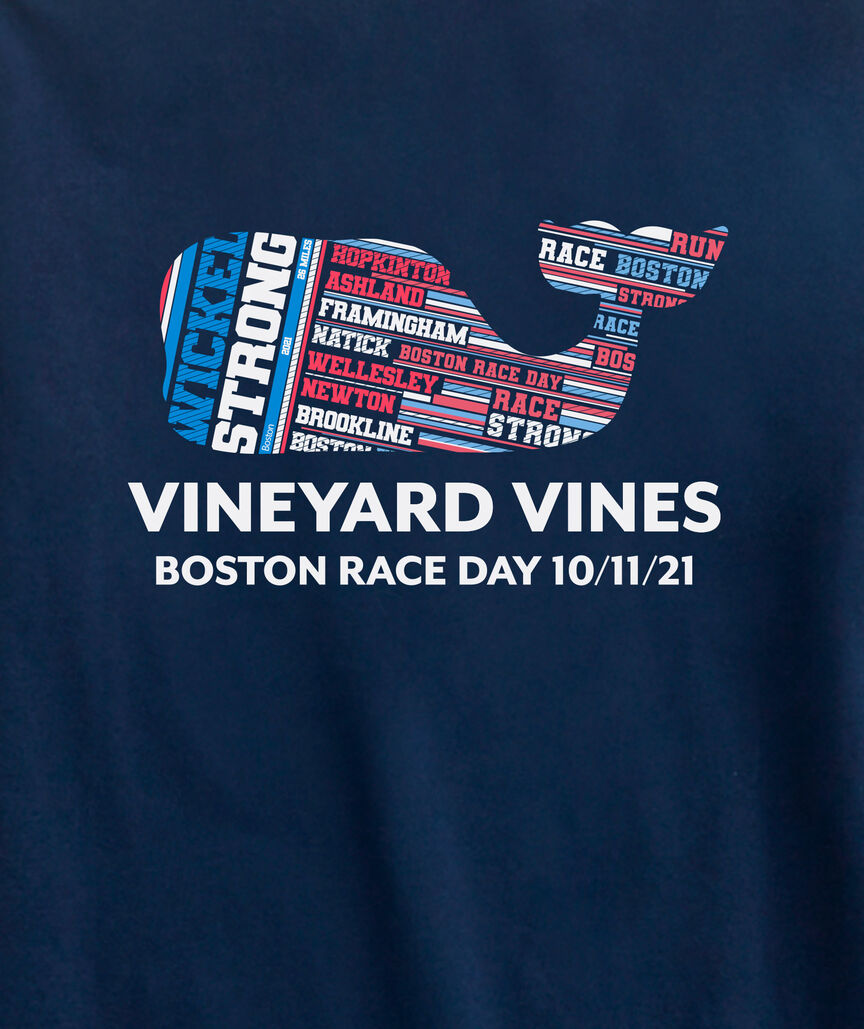 Kids' Wicked Strong Boston Marathon Whale Long-Sleeve Pocket Tee