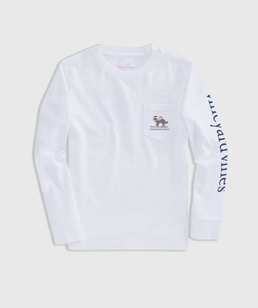 Girls' Ski Dog Logo Box Long-Sleeve Pocket Tee