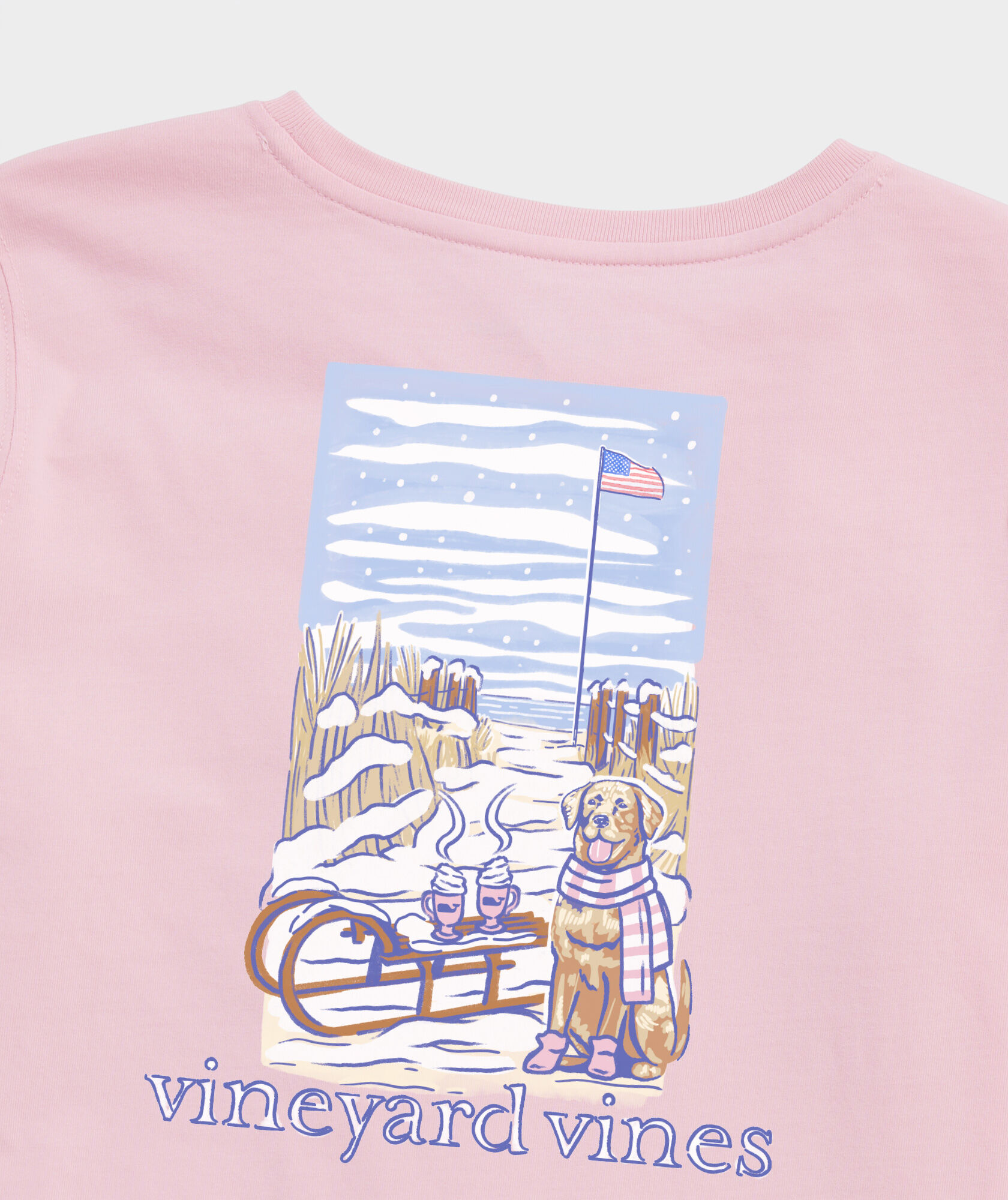 Women's Snow Beach Sled Dog Long-Sleeve Pocket Tee