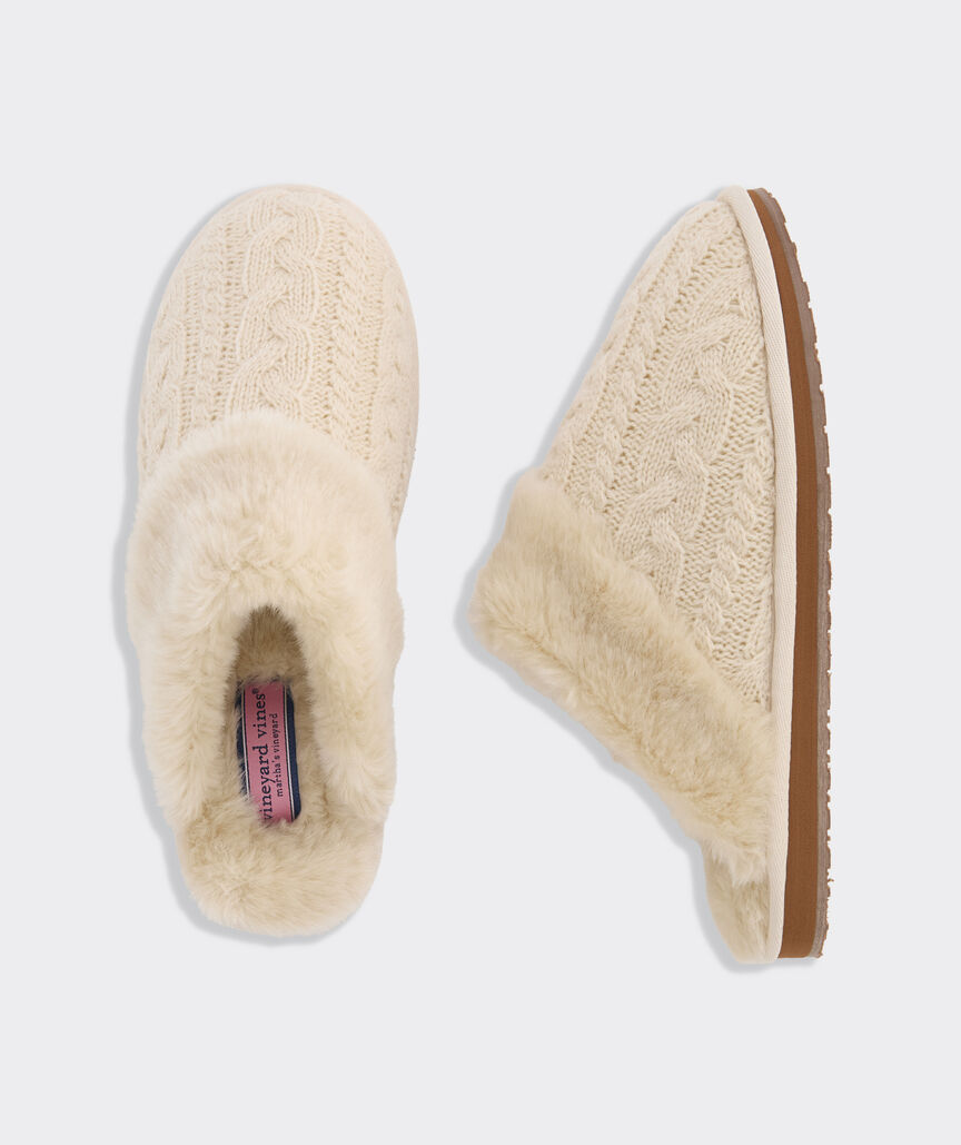 Cable-Knit Scuff Slippers