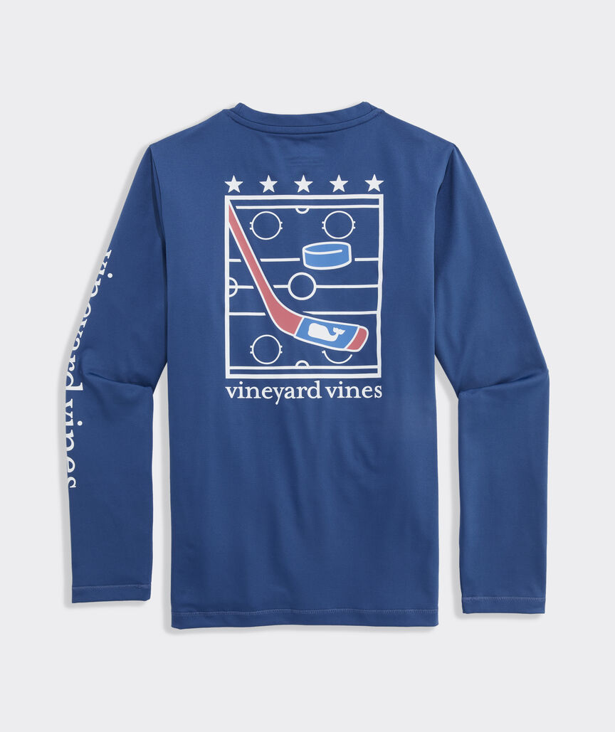 Boys' Performance Hockey Star Long-Sleeve Harbor Sun Tee