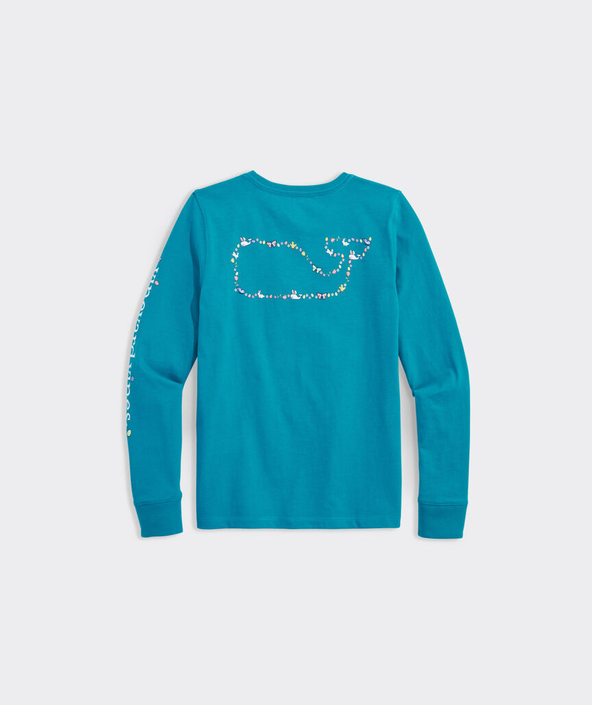 Girls' Easter Icon Whale Outline Long-Sleeve Pocket Tee