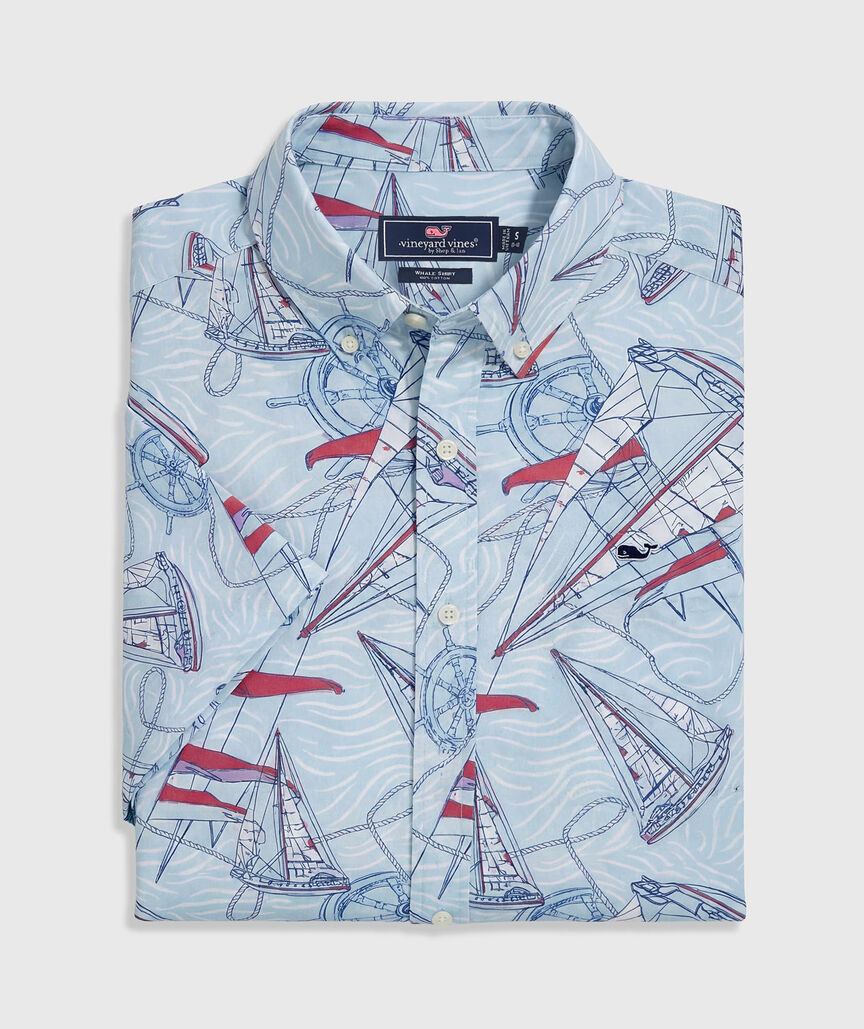 OUTLET Boys' Poplin Short-Sleeve Rope Sailing Shirt