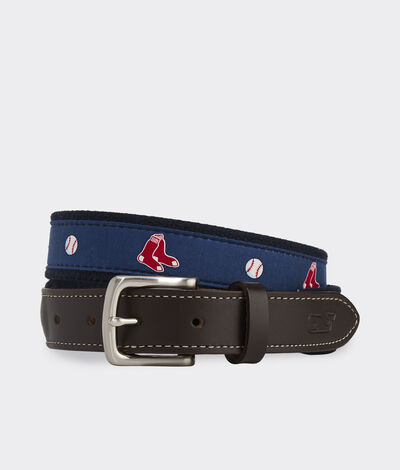 Vineyard Vines Boston Red Sox Canvas Club Belt (Navy) (Size: 36)