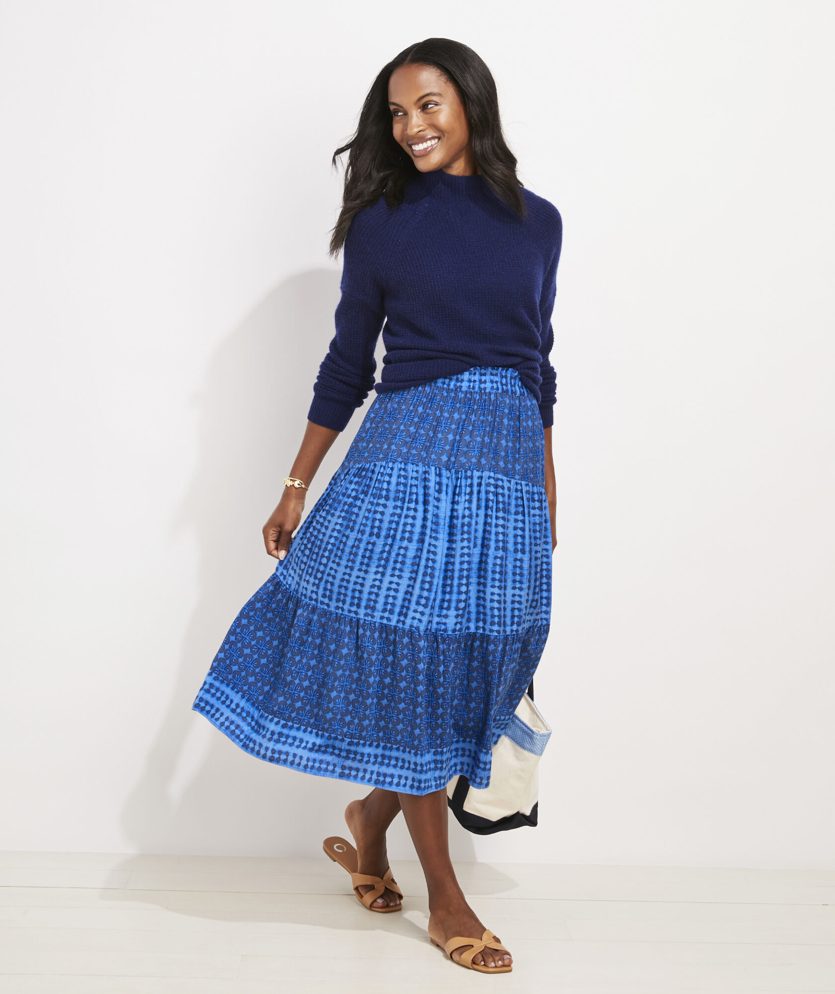 URI Smocked Midi Skirt